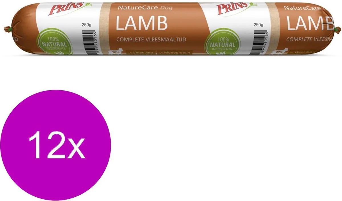NatureCare Dog Lamb 12x0,25kg van Prins – productfoto