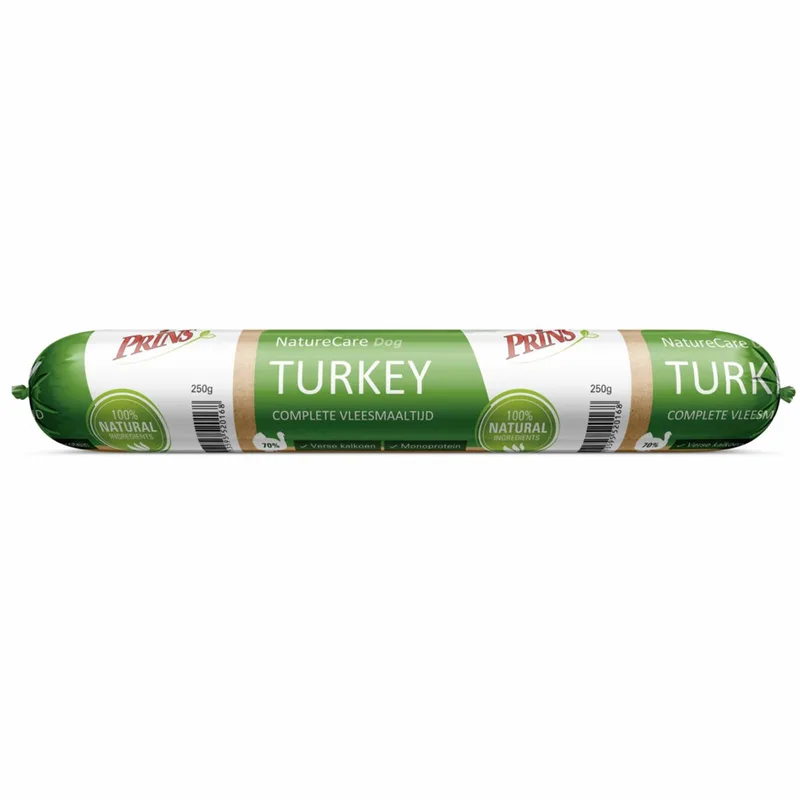 NatureCare Hypoallergeen - Hondenvoer - Worst Kalkoen - 6 x 250g by Prins – product photo