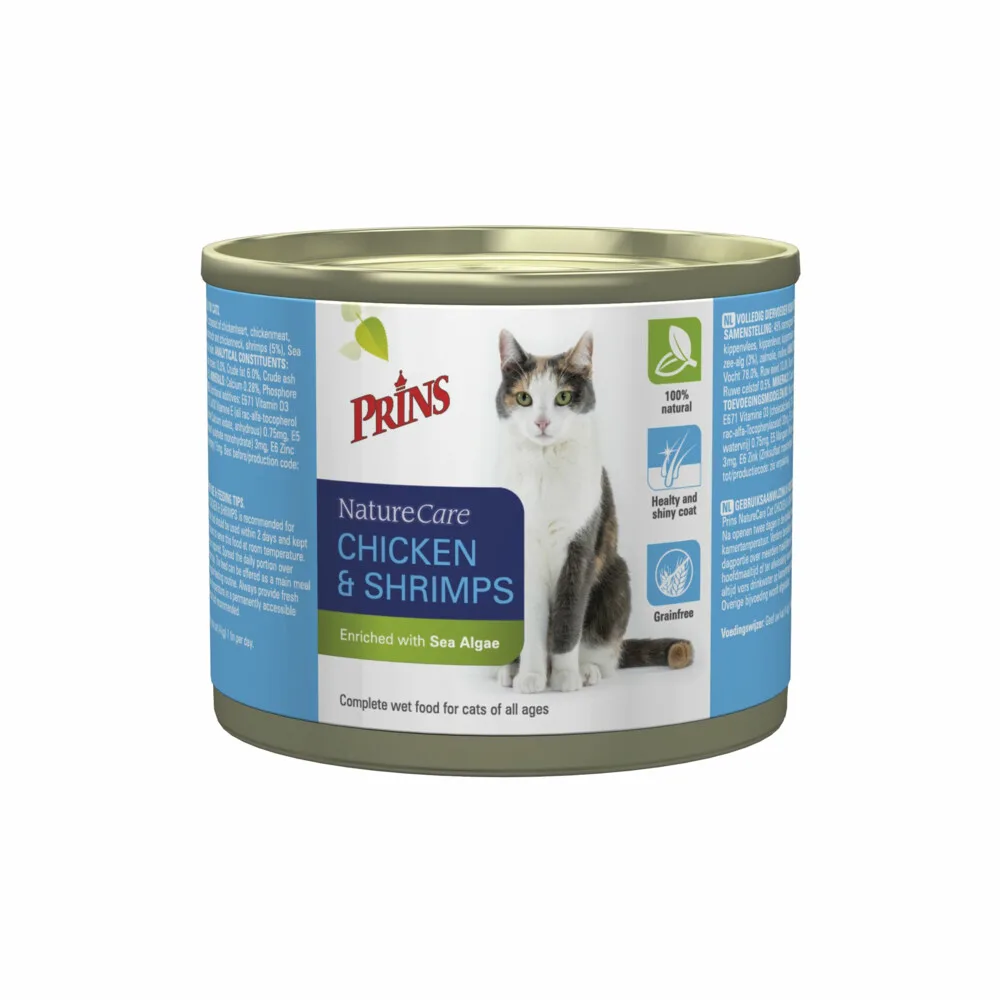 NatureCare Kattenvoer Nat Kip & Garnaal 200 gr van Prins – productfoto