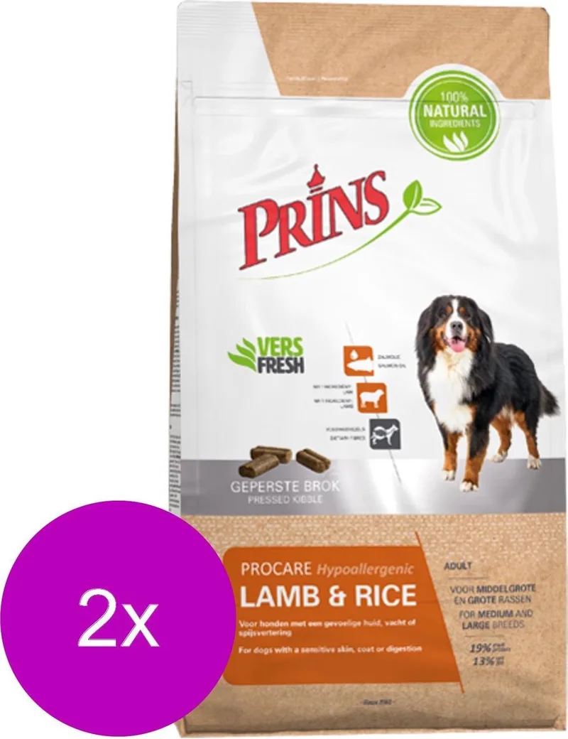 Procare Adult Lam&Rijst - Hondenvoer - 2 x 3 kg de Prins – photo produit