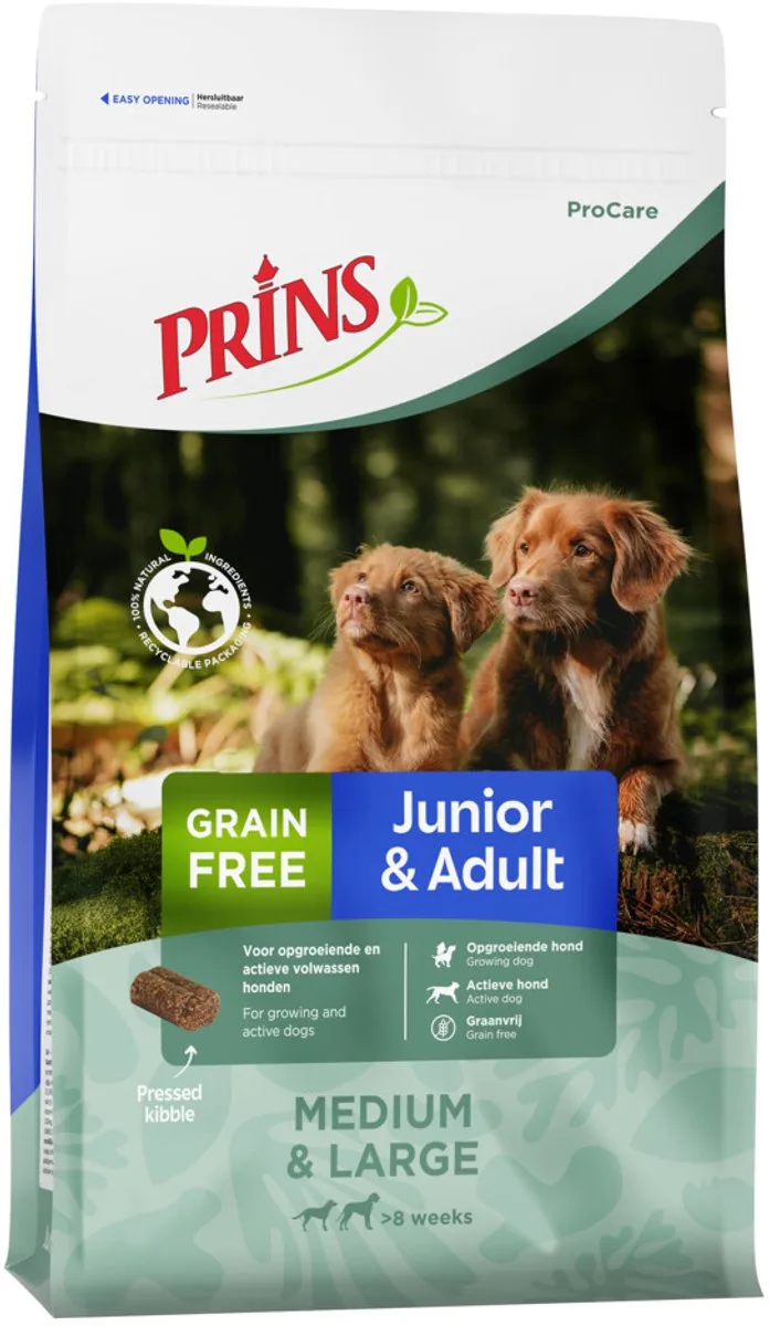 ProCare - Graanvrij Junior & Adult - Hondenvoer - 3 x 3kg fra Prins – produktbillede