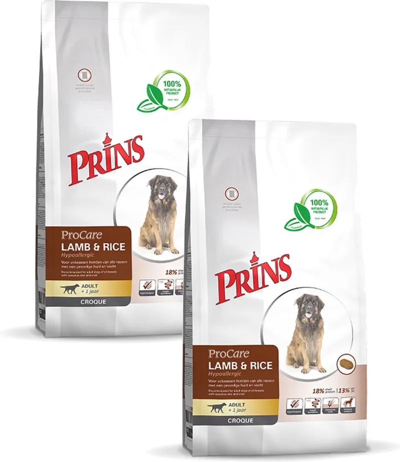 Procare Hypo-Allergic Adult Croque Lam&Rijst - Hondenvoer - 2 x 10 kg by Prins – product photo