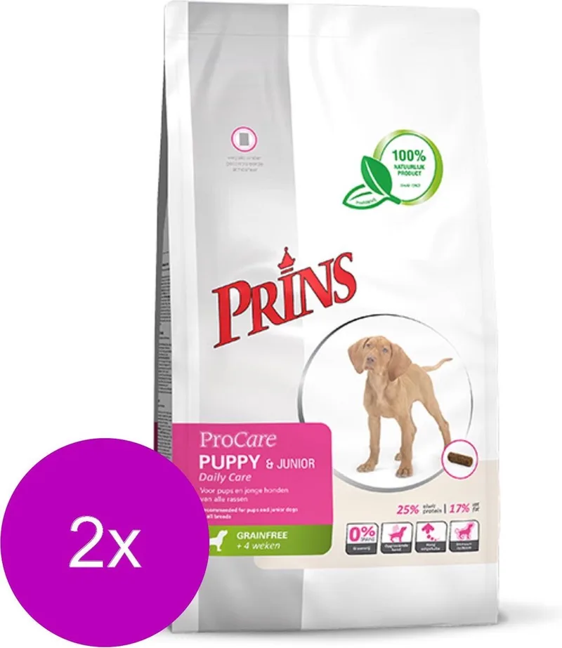 Procare Puppy&Junior Dailycare - Hondenvoer - 2 x 3 kg Graanvrij fra Prins – produktbillede