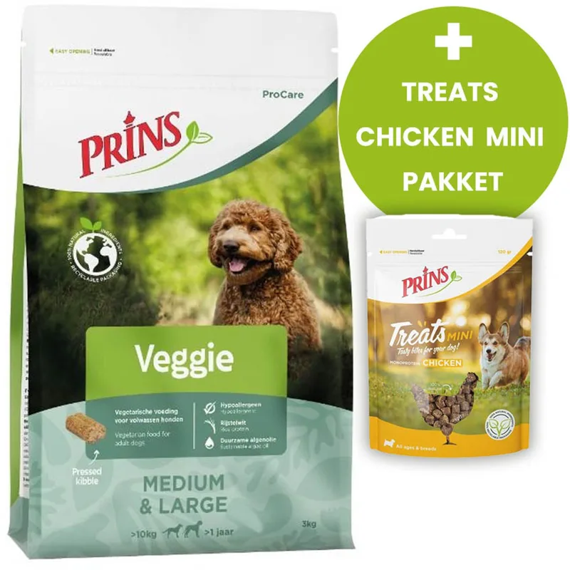 ProCare Veggie 20kg - Hondenvoer - Treats Chicken Mini Pakket von Prins – Produktfoto
