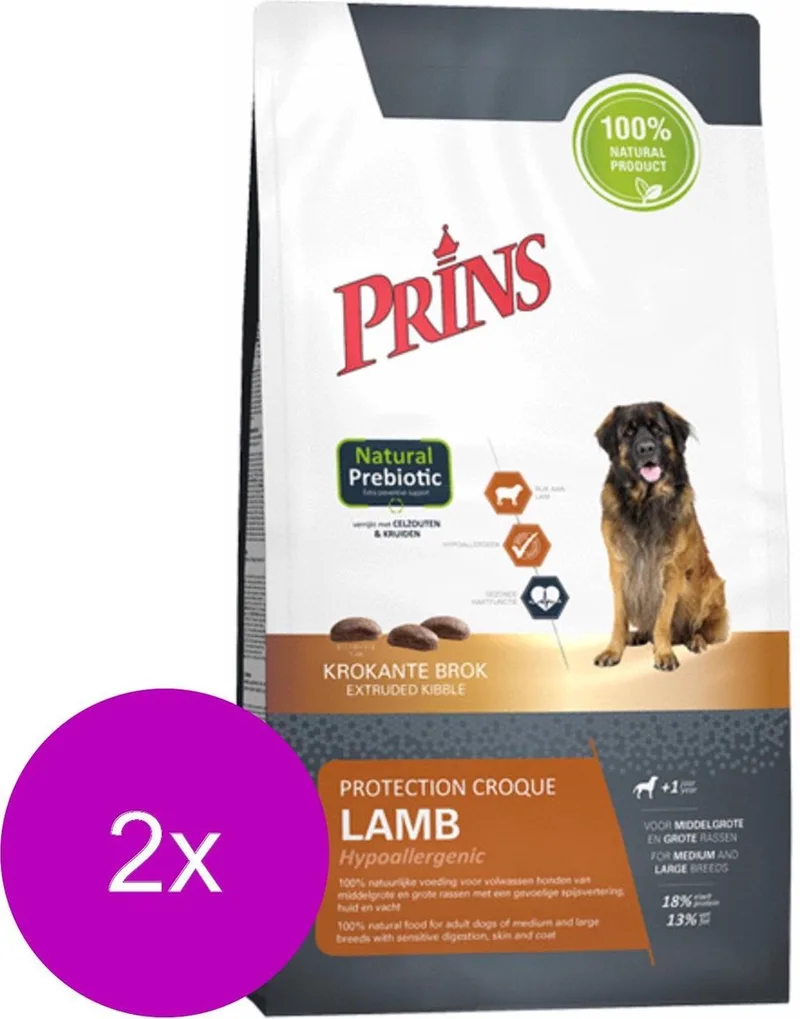 Protection Croque Lamb Hypoallergenic - Hondenvoer - 2 x 2 kg de Prins – photo produit