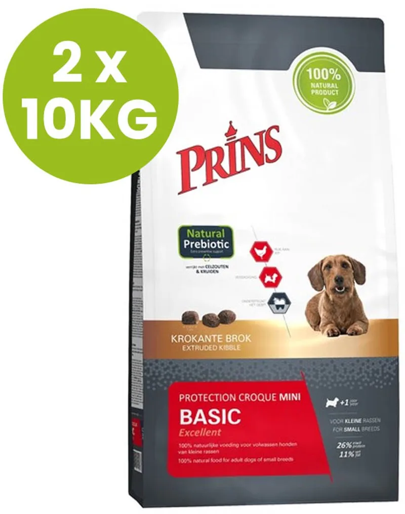 Protection Croque Mini Basic Excellent - Hondenvoer - 2 x 10KG by Prins – product photo