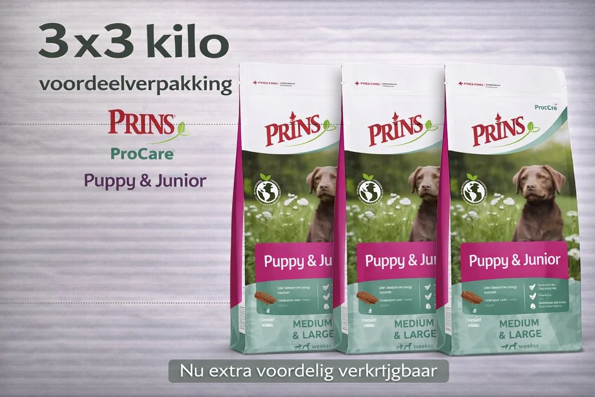 Puppy & Junior - 3x 3kg Voordeelverpakking van Prins – productfoto