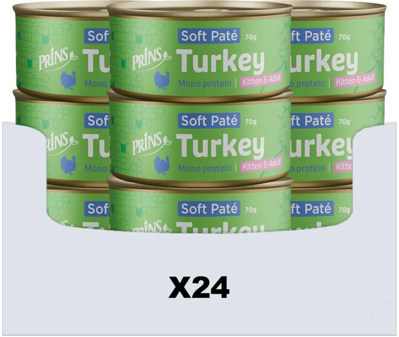 Soft Paté Kalkoen - Graanvrij, Zachte Structuur - 24x70gr Natvoer Katten fra Prins – produktbillede
