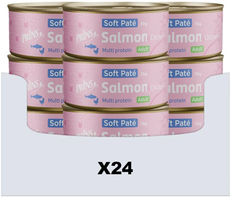 Soft Paté Kattenvoer - Zalm & Kip - Graanvrij - 24x70g de Prins – photo produit