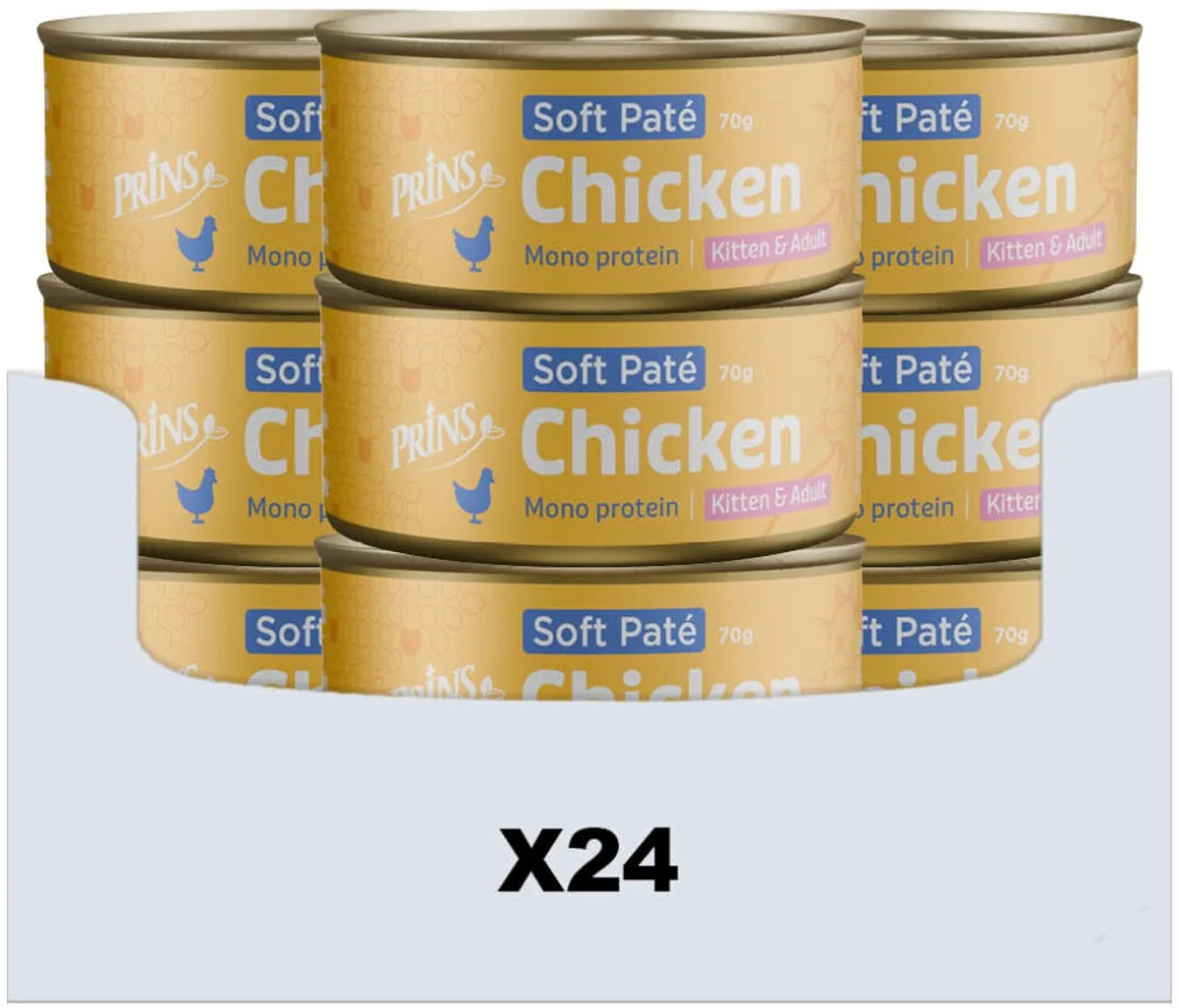 SOFT PATE KITTEN / ADULT CHICKEN 24X70 GR van Prins – productfoto
