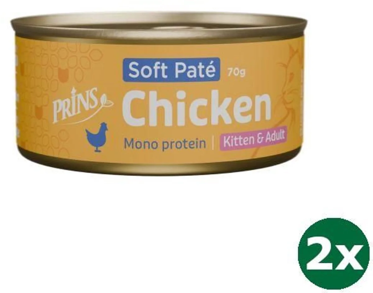 soft pate kitten / adult chicken kattenvoer 2x 24x70 gr by Prins – product photo