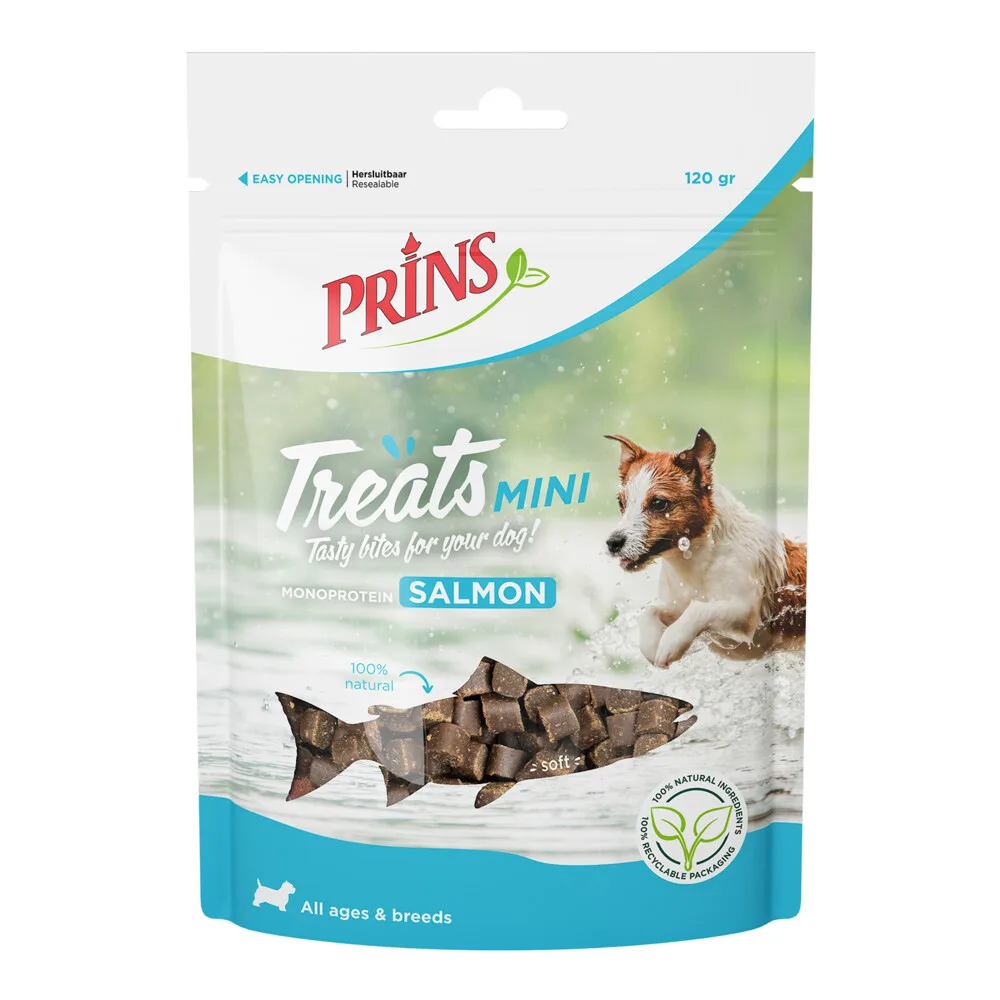 Treats Mini Hondensnacks Zalm 120 gr by Prins – product photo