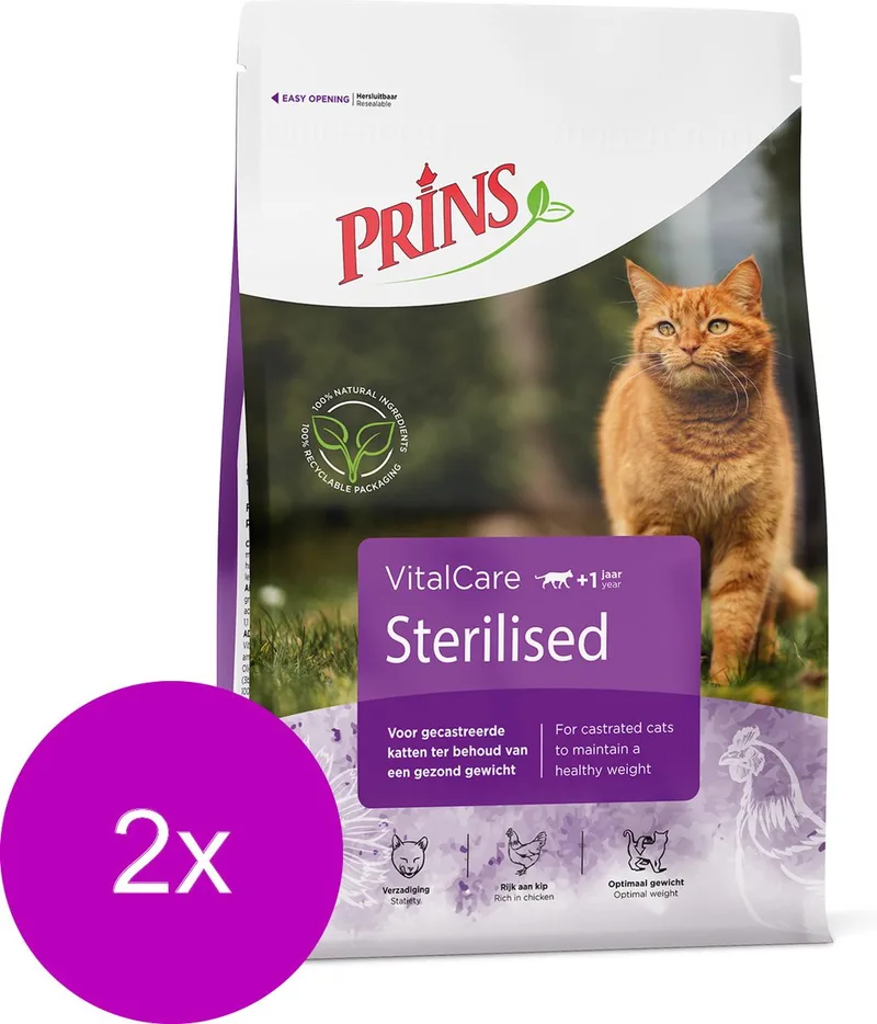 Vitalcare Cat Sterilised - Kattenvoer - 2 x 1.5 kg de Prins – photo produit