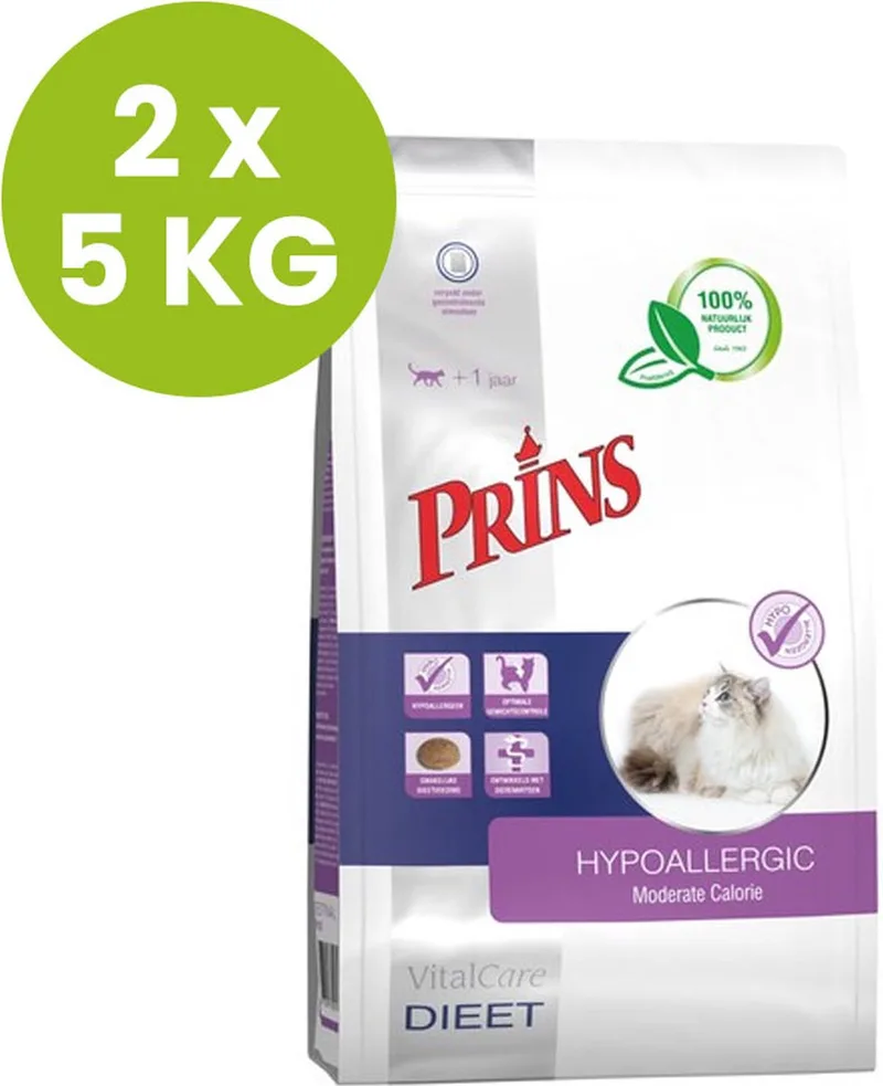 VitalCare Diet Hypoallergic Moderate Calorie - Kattenvoer - 2 x 5 kg de Prins – photo produit