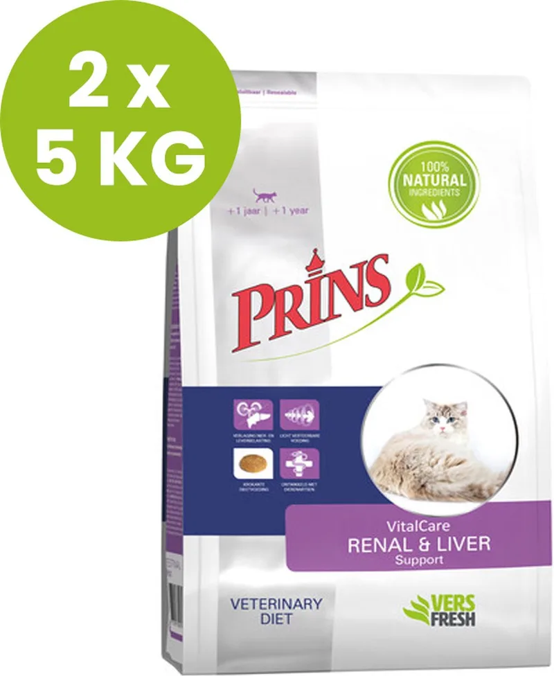 VitalCare Diet Renal & Liver Support - Kattenvoer - 2 x 5 kg by Prins – product photo