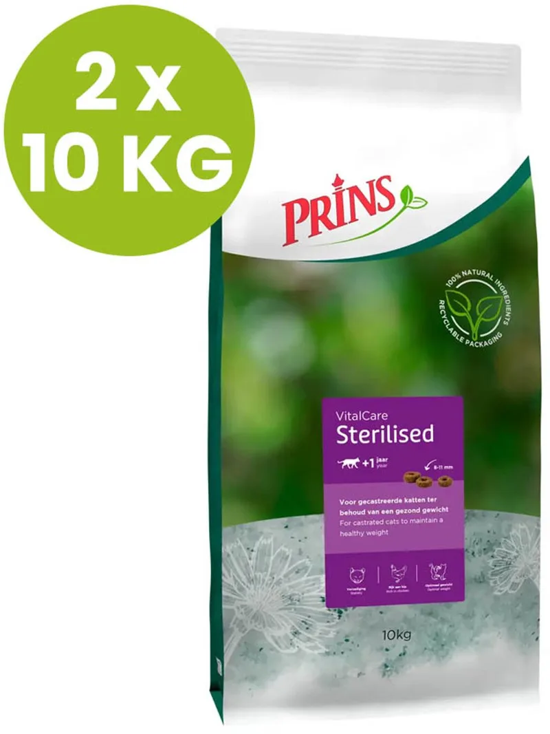 VitalCare Sterilised 10 kg - Kattenvoer - 2 x 10 KG by Prins – product photo