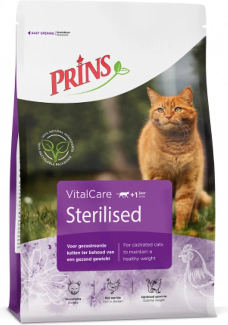 VitalCare Sterilised 10kg - Kattenvoer fra Prins – produktbillede