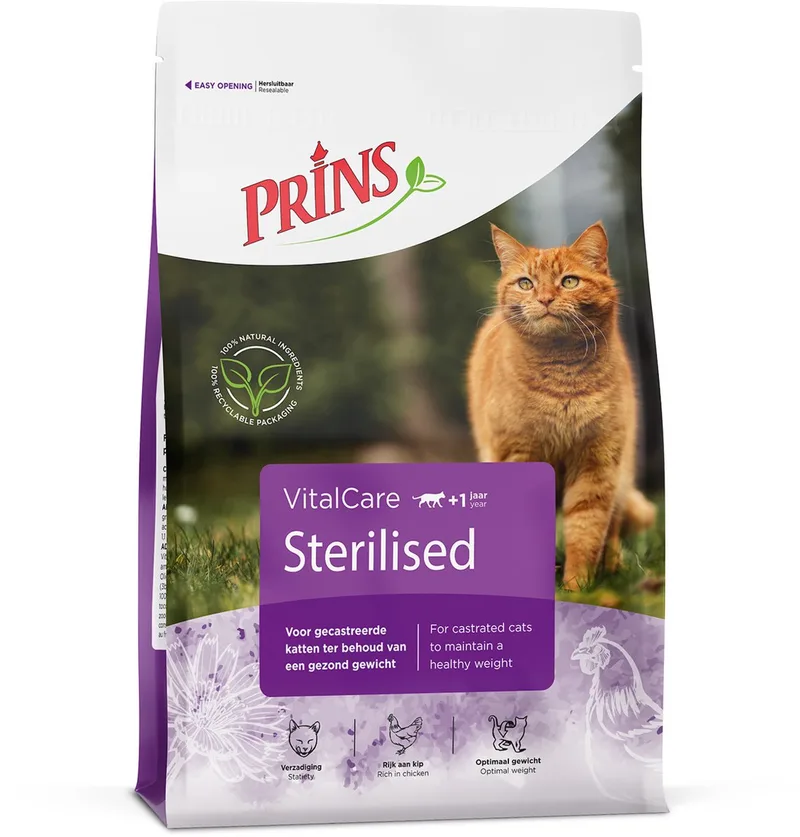 VitalCare Sterilised 4kg - Kattenvoer von Prins – Produktfoto