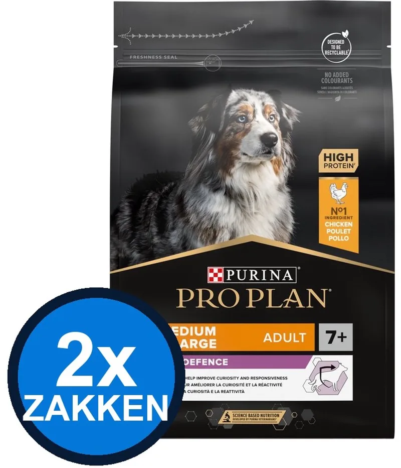2x Pro Plan - Adult 7+ Medium & Large Age Defence Kip - Hondenvoer Droogvoer - 3 kg de Purina Pro Plan – photo produit