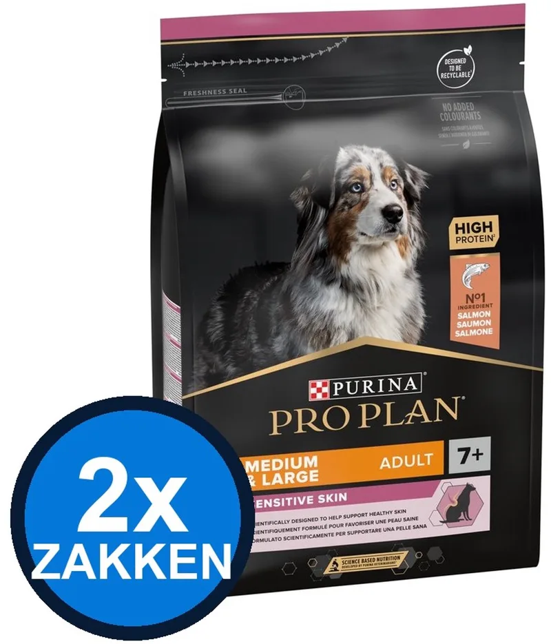 2x Pro Plan - Adult 7+ Medium & Large Sensitive Skin Zalm - Hondenvoer Droogvoer - 3 kg de Purina Pro Plan – photo produit