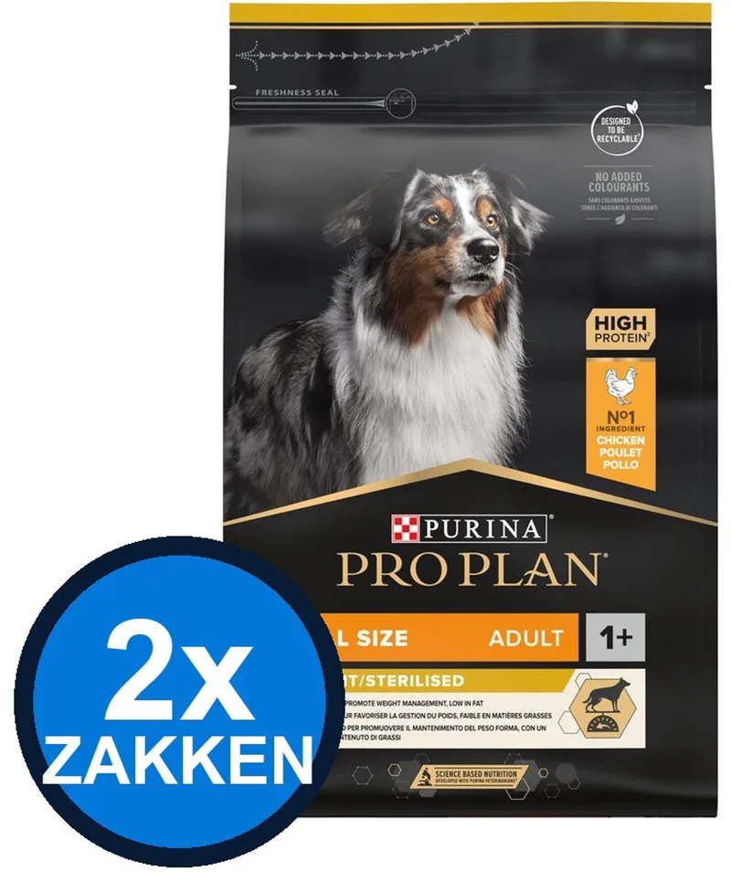 2x Pro Plan - Adult All Sizes Light Sterilised Kip - Hondenvoer Droogvoer - 3 kg by Purina Pro Plan – product photo