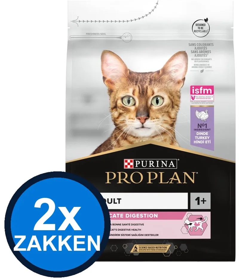 2x Pro Plan - Adult Delicate Digestion Kalkoen - Kattenvoer Droogvoer - 3 kg de Purina Pro Plan – photo produit