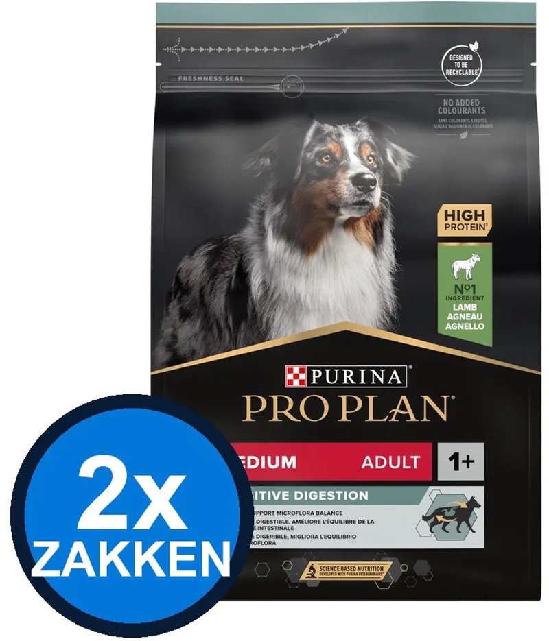 2x Pro Plan - Adult Medium Sensitive Digestion Lam - Hondenvoer Droogvoer - 3 kg de Purina Pro Plan – photo produit