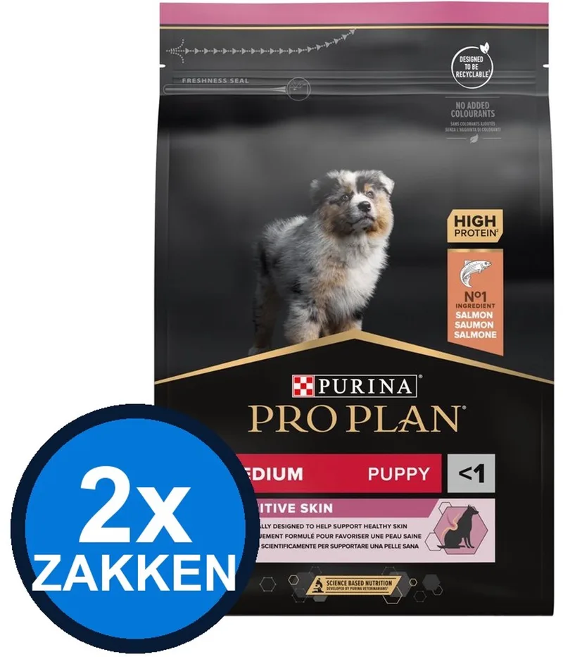 2x Pro Plan - Puppy Medium Sensitive Skin Zalm - Hondenvoer Droogvoer - 3 kg von Purina Pro Plan – Produktfoto