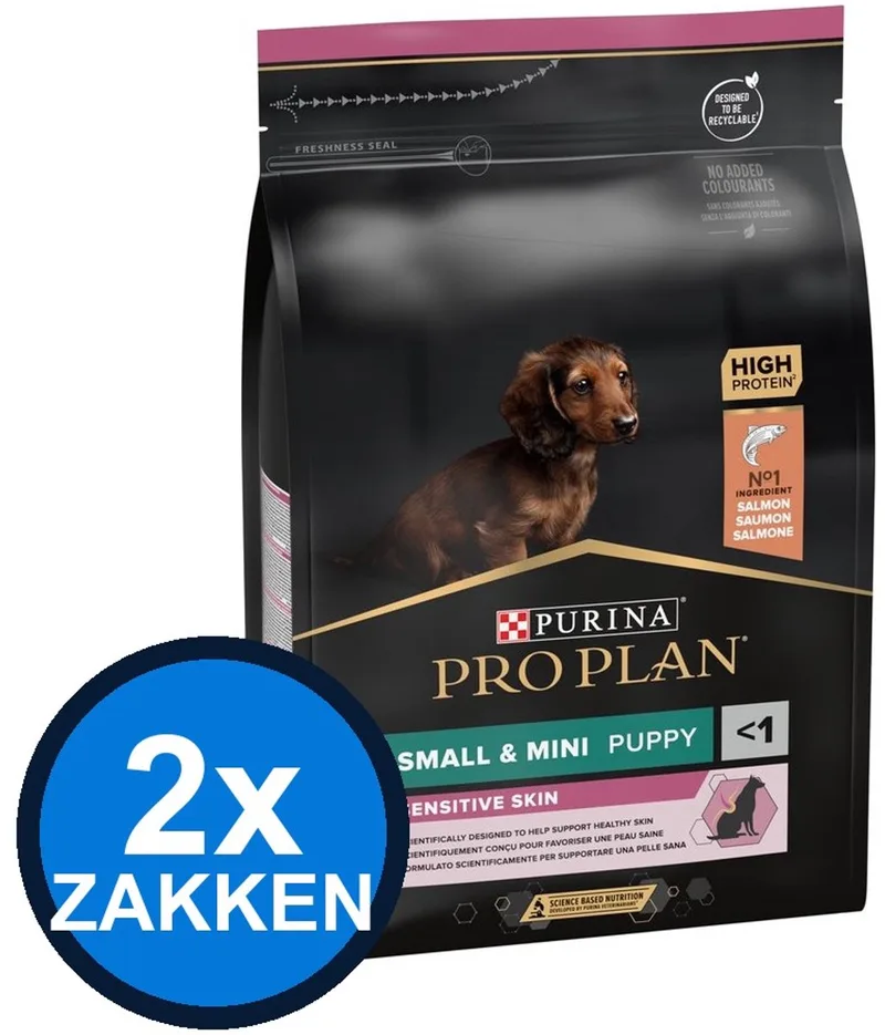 2x Pro Plan - Puppy Small & Mini Sensitive Skin Zalm - Hondenvoer Droogvoer - 3 kg von Purina Pro Plan – Produktfoto