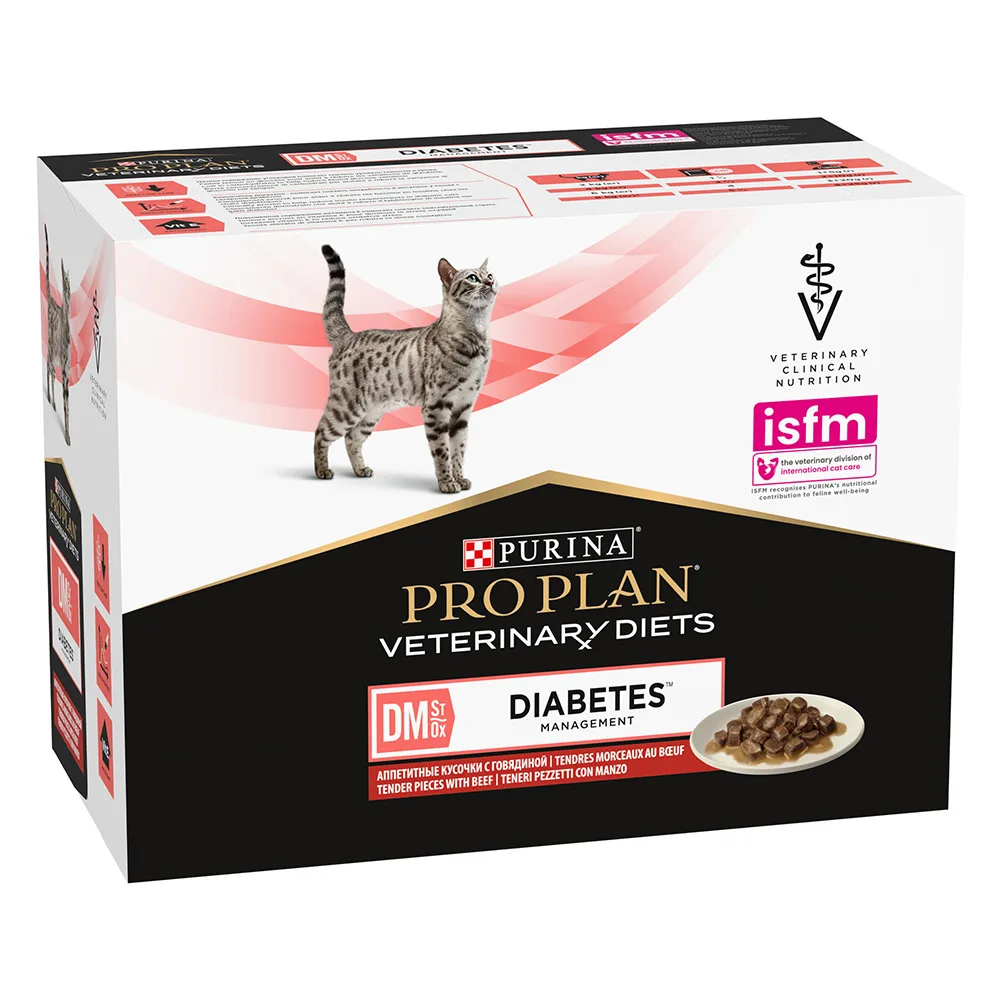 2x10x85g Purina Veterinary Diets Feline DM ST/OX - Diabetes Management Rund nat kattenvoer van Purina Pro Plan – productfoto