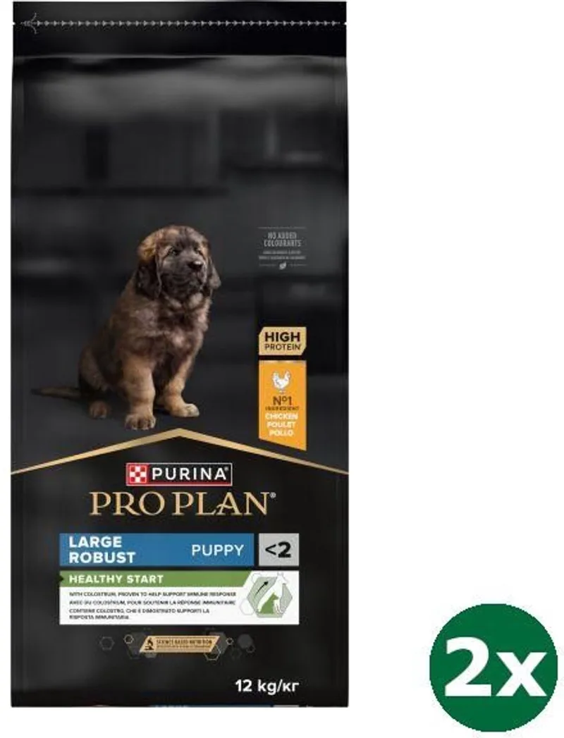 2x12 kg Pro plan puppy large breed robuust kip/rijst hondenvoer fra Purina Pro Plan – produktbillede