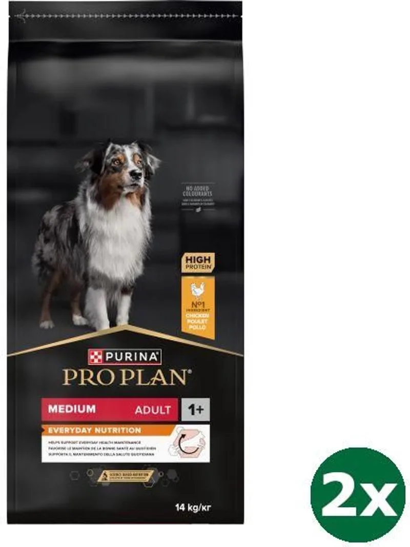 2x14 kg Pro plan dog adult medium kip/rijst hondenvoer by Purina Pro Plan – product photo