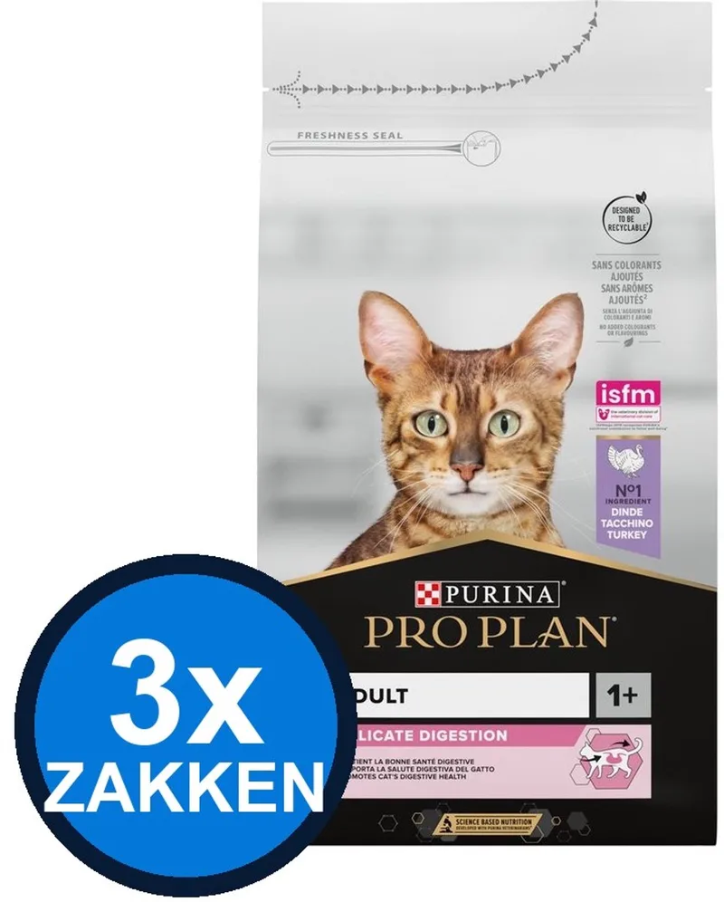 3x Pro Plan - Adult Delicate Digestion Kalkoen - Kattenvoer Droogvoer - 1.5 kg de Purina Pro Plan – photo produit
