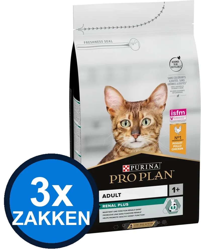 3x Pro Plan - Adult Renal Plus Kip - Kattenvoer Droogvoer - 1.5 kg by Purina Pro Plan – product photo