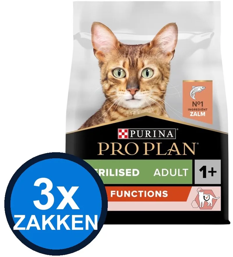 3x Pro Plan - Adult Sterilised Vital Functions Zalm - Kattenvoer Droogvoer - 1.5 kg by Purina Pro Plan – product photo