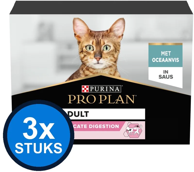 3x Pro Plan - Cat Pouch Delicate Vis in Saus - Kattenvoer Natvoer - 850 g von Purina Pro Plan – Produktfoto