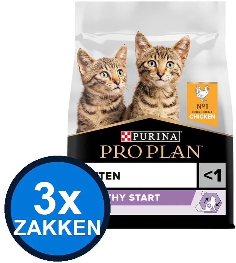 3x Pro Plan - Kitten Healthy Start Kip - Kattenvoer Droogvoer - 1.5 kg de Purina Pro Plan – photo produit