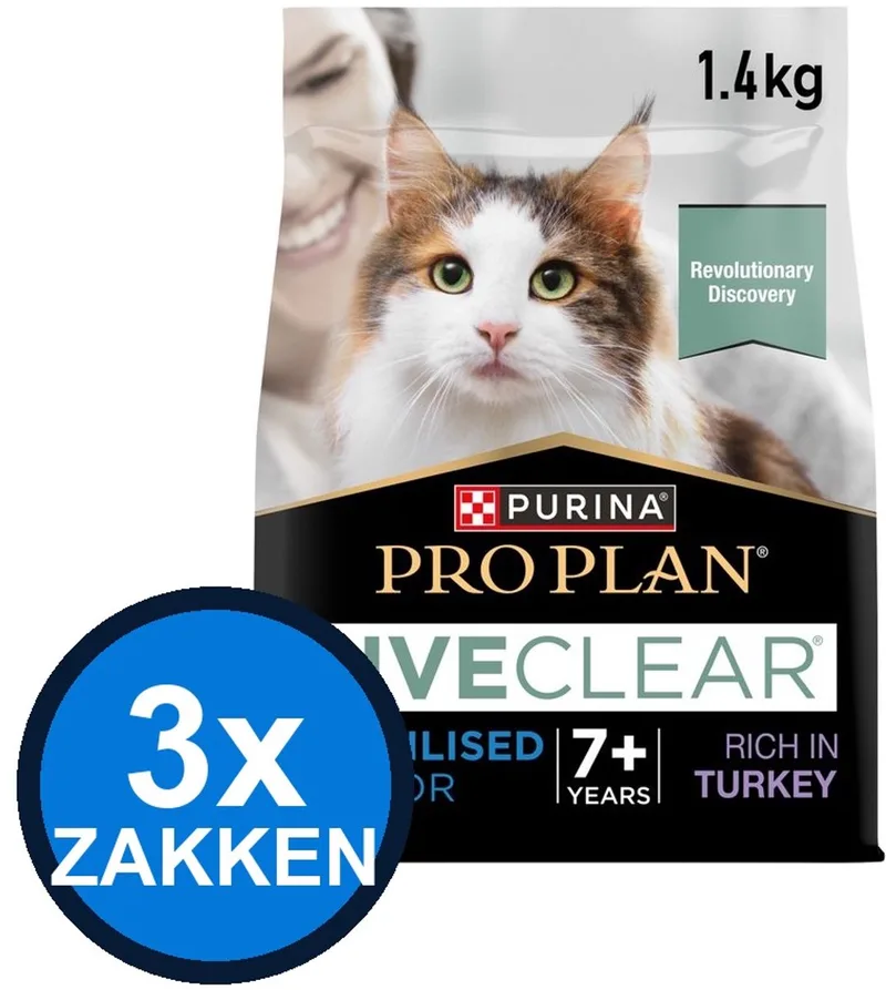 3x Pro Plan - Live Clear Kitten Kalkoen - Kattenvoer Droogvoer - 1.4 kg fra Purina Pro Plan – produktbillede
