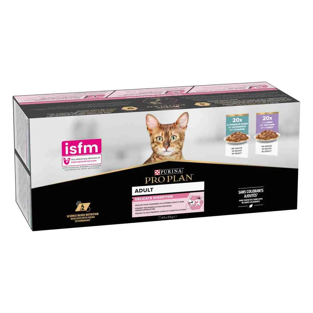 40x85g Zeevis & Kalkoen PURINA PRO PLAN Delicate Adult natvoer voor katten van Purina Pro Plan – productfoto