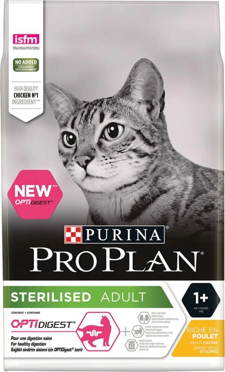 4x Pro Plan Adult Sterilised Delicate Digest Kip 3 kg van Purina Pro Plan – productfoto