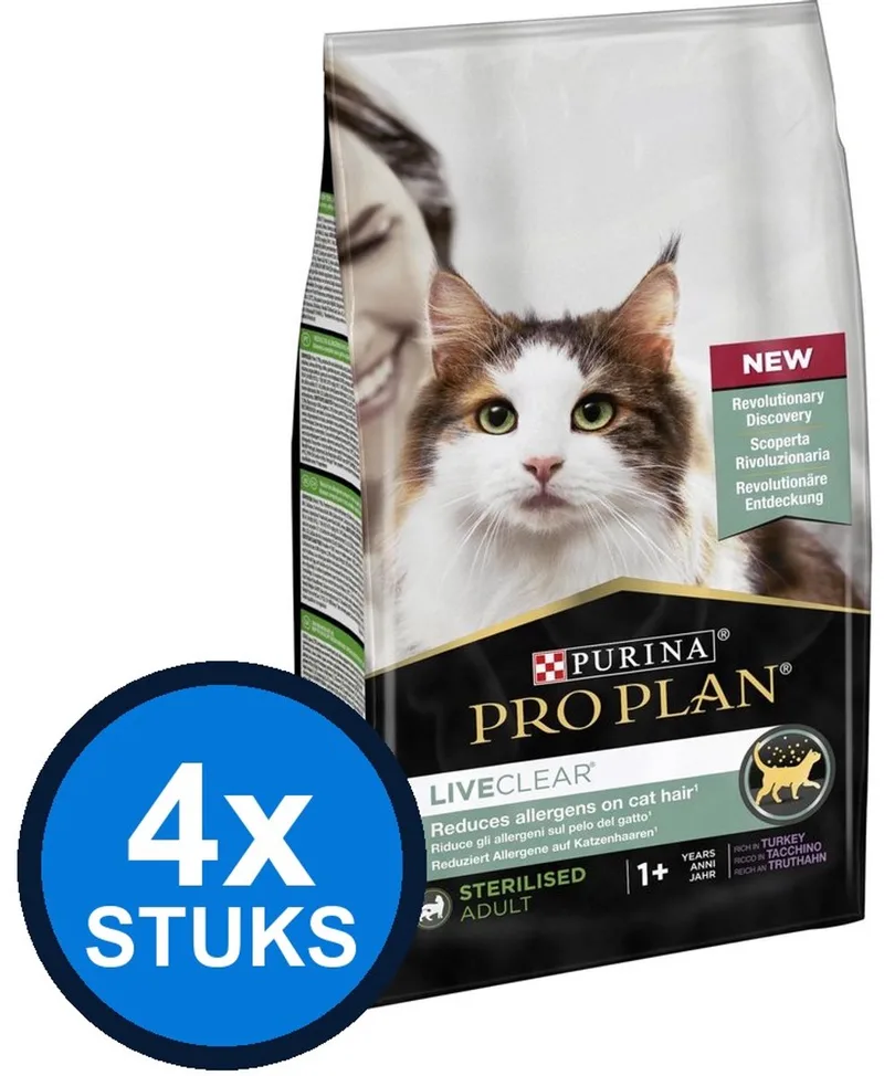 4x Pro Plan - Live Clear Sterilised Kalkoen - Kattenvoer Droogvoer - 1.4 kg by Purina Pro Plan – product photo