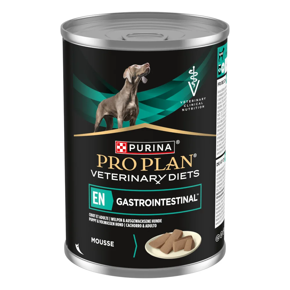 5 % korting! 2 x 400 g Purina Pro Plan Veterinary Diet Mousse natvoer voor honden - Mousse EN Gastro 2 x 400 g från Purina Pro Plan – produktbild