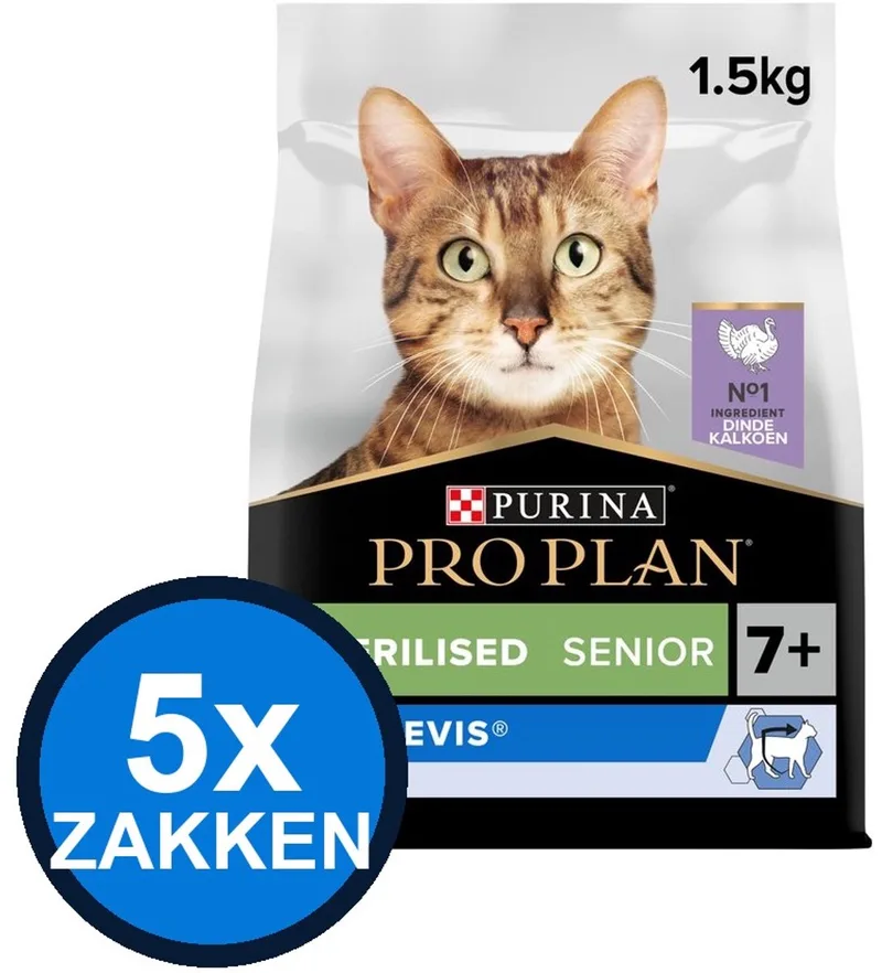 5x Pro Plan - Senior 7+ Sterilised Longevis Kalkoen - Kattenvoer Droogvoer - 1.5 kg by Purina Pro Plan – product photo