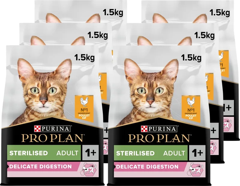 Adult Sterilised Delicate Digest - Kattenvoer Droogvoer - Kip - 6 x 1.5 kg de Purina Pro Plan – photo produit