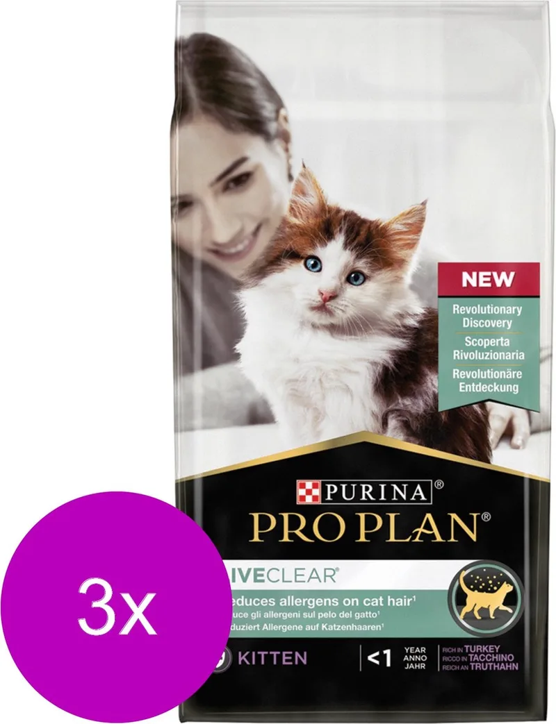 Cat Liveclear - Kitten-Kattenvoer - 3 x Kalkoen 1.4 kg by Purina Pro Plan – product photo