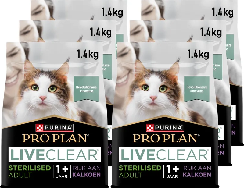Cat Liveclear Sterilised Adult Kalkoen - Kattenvoer - 6 x 1.4 kg de Purina Pro Plan – photo produit