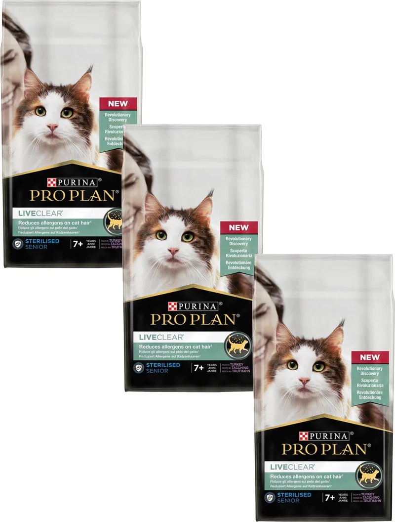 Cat Liveclear Sterilised Senior - Kattenvoer - 3 x Kalkoen 1.4 kg von Purina Pro Plan – Produktfoto
