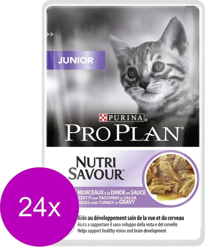 Cat Pouch Junior - Kattenvoer - 24 x Kalkoen 85 g von Purina Pro Plan – Produktfoto