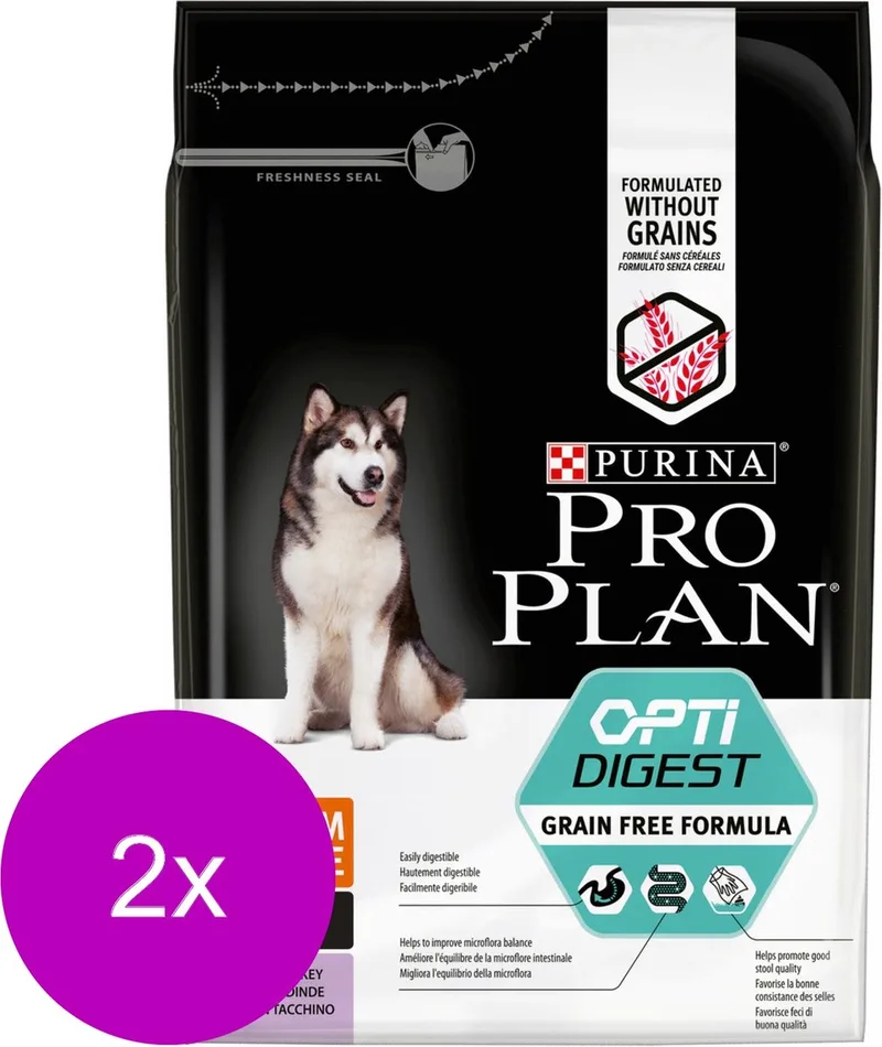 Dog Adult Medium & Large Sensitive Digestion Grain Free Kalkoen - Hondenvoer - 2 x 2.5 kg by Purina Pro Plan – product photo