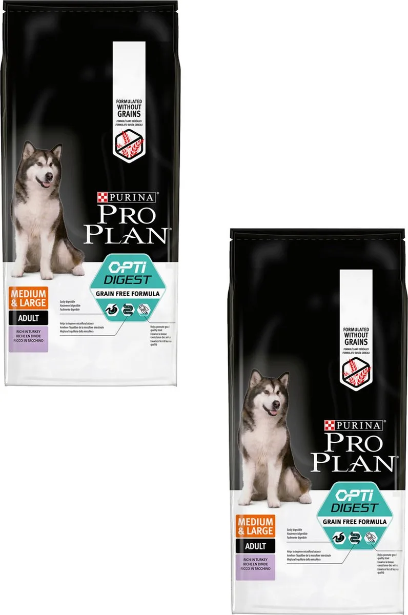 Dog Adult Medium & Large Sensitive Digestion Grain Free Kalkoen - Hondenvoer - 2 x 12 kg de Purina Pro Plan – photo produit